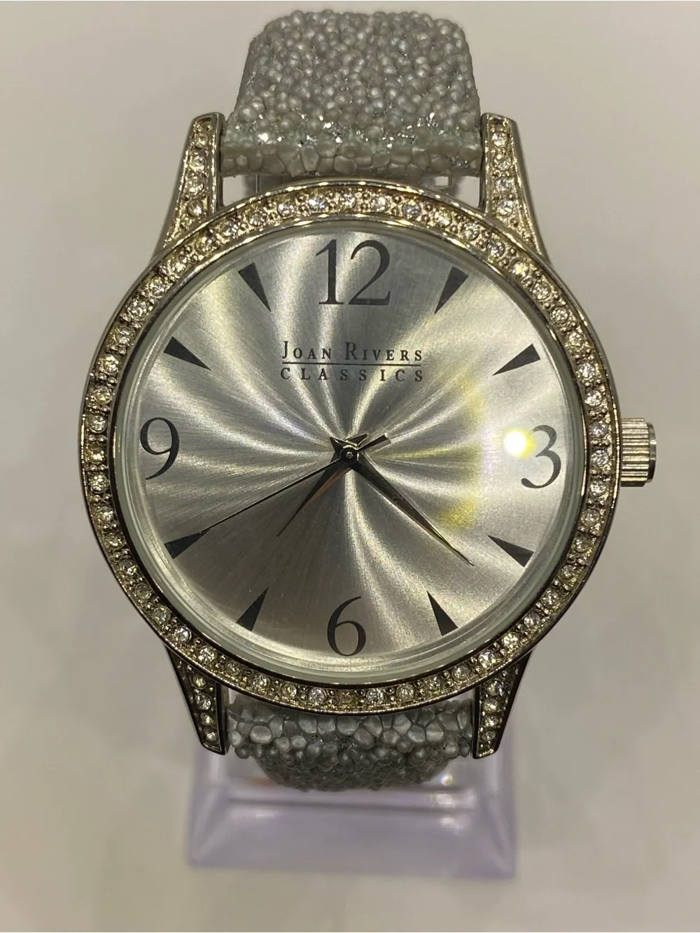Men’s * Joan Rivers   *** Silver Tone Crystal Bezel ^^^ Iced *** Slate Grey ^^^